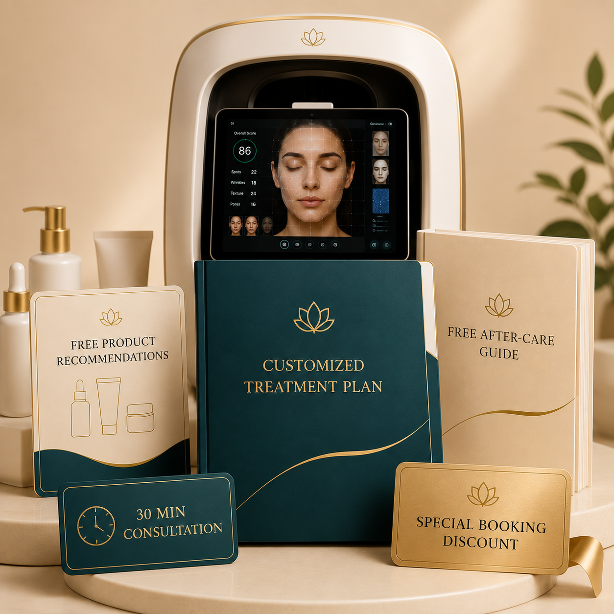 VELORA Skin and Hair Analysis offer including Skin Analyzer, customized treatment plan, free product recommendations, free after-care guide, 30-minute consultation and special booking discount